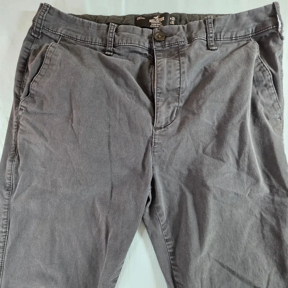 Hollister Epic Flex Skinny Chino Pants Mens 33x32 Charcoal Gray Stretch Twill